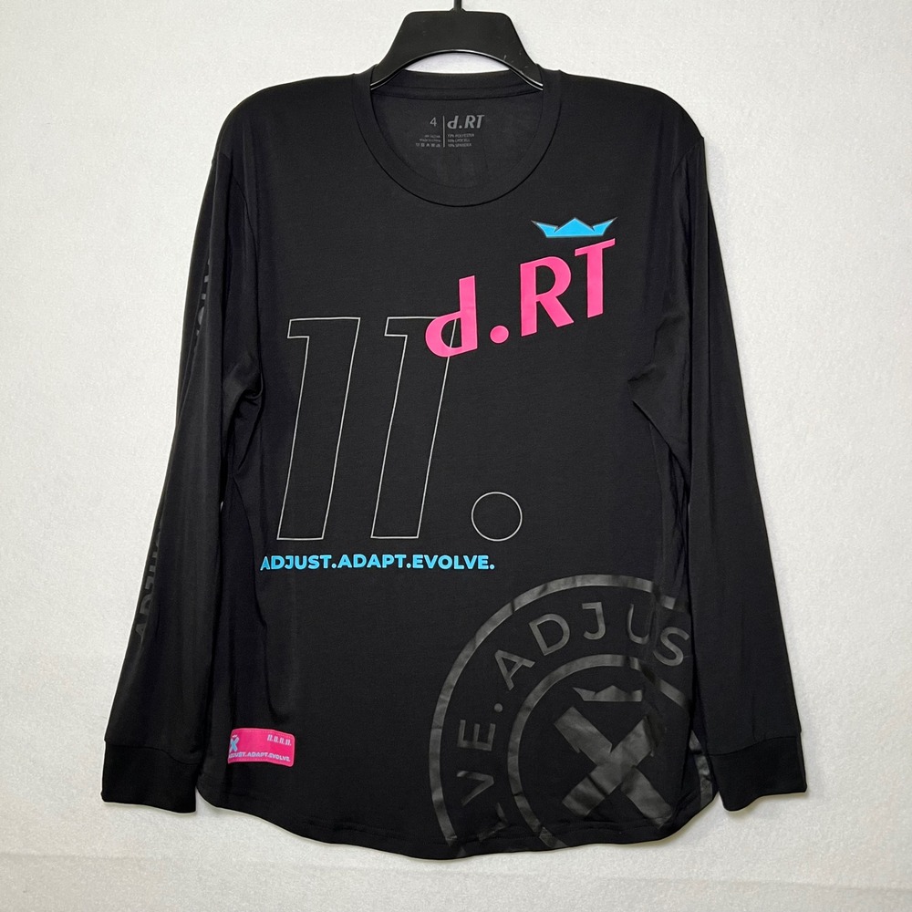 d.RT‎ Adjust Adapt Evolve Men CyberPunk Y2K Street Black Long Sleeve Tee Size 4
